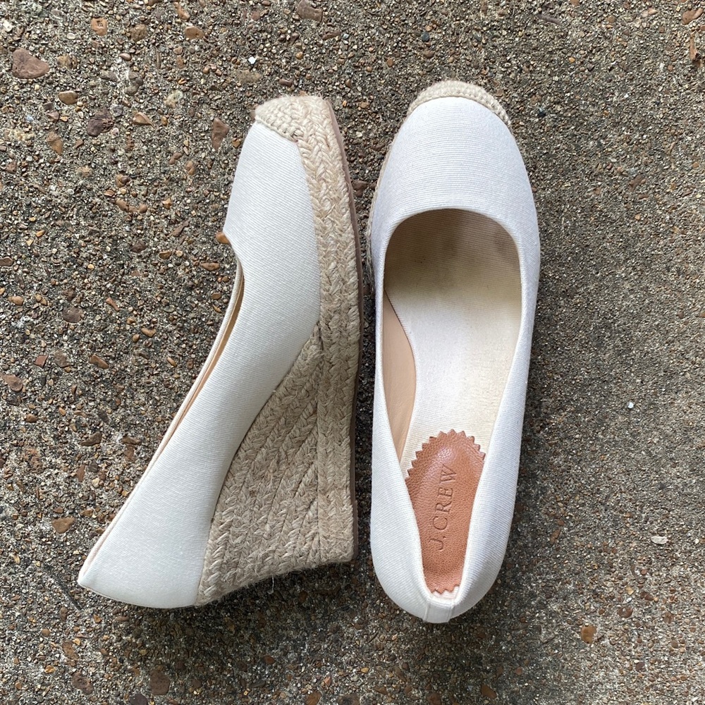 J. Crew Cream Espadrille Wedge Shoes